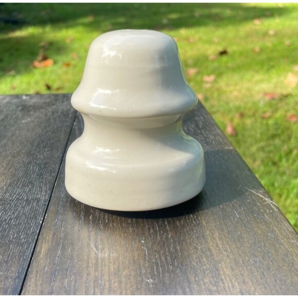Vintage Westinghouse White Porcelain Spool Insulator "W" Logo w/ Wooden Post - Picture 2 of 8
